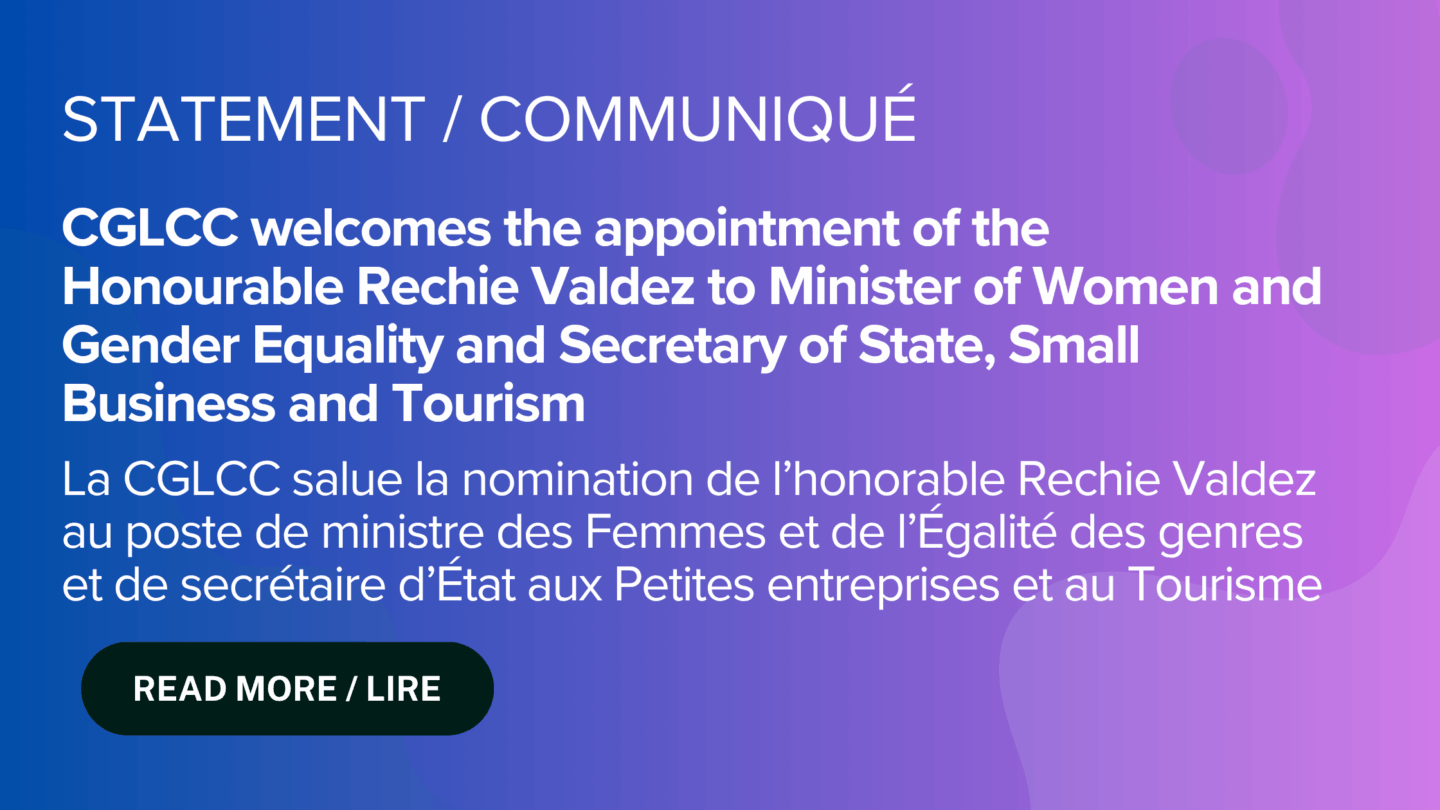 CGLCC welcomes the appointment of the Honourable Rechie Valdez to Minister of Women and Gender Equality and Secretary of State, Small Business and Tourism